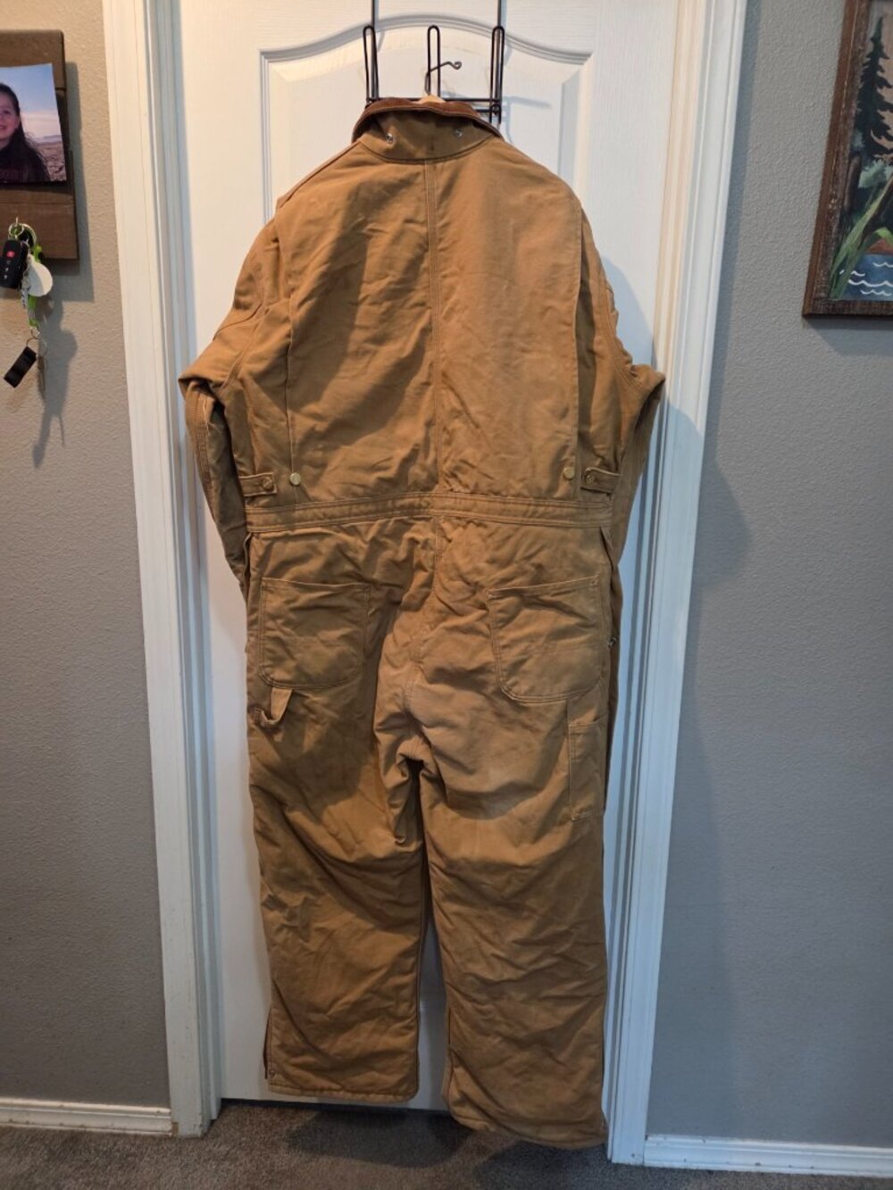 Vintage Carhartt Duck Canvas Quilt-Lined Insulated Coveralls Jumpsuit Brown XL - Picture 10 of 14